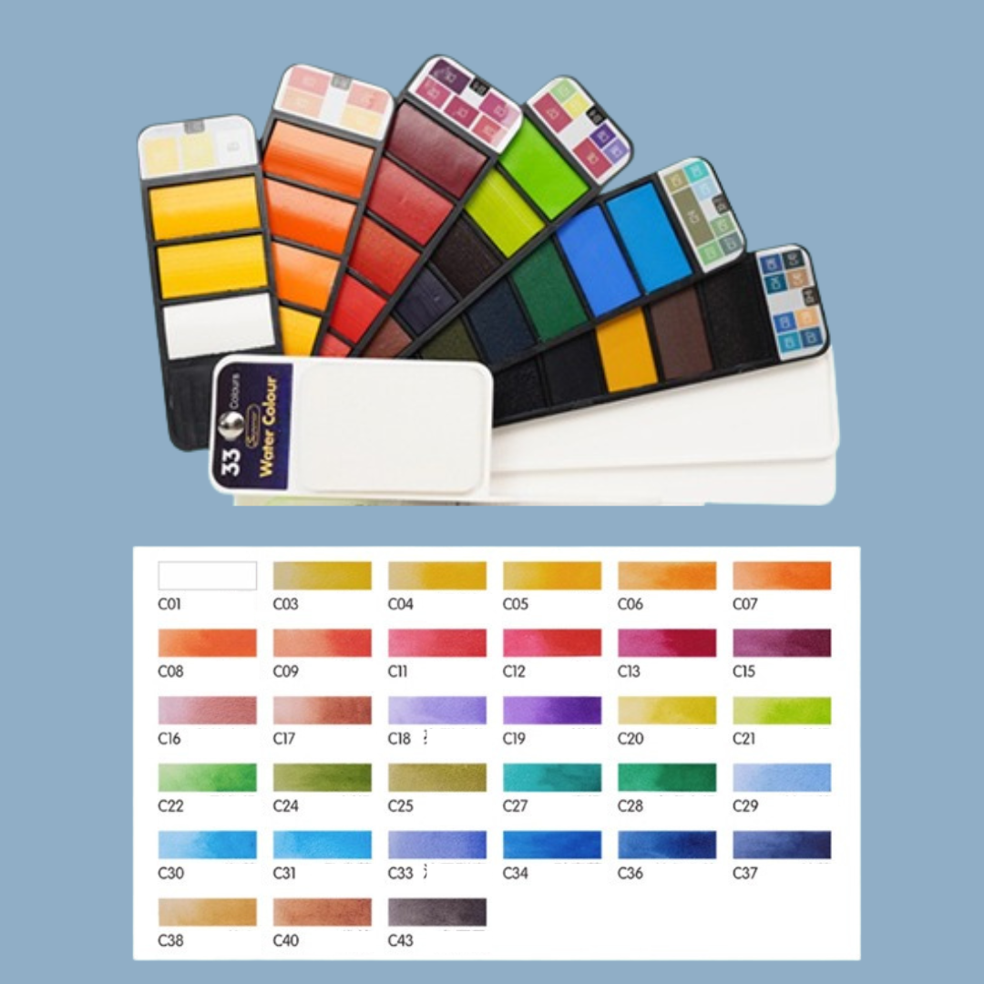 Paletta di 33 colori acquerello